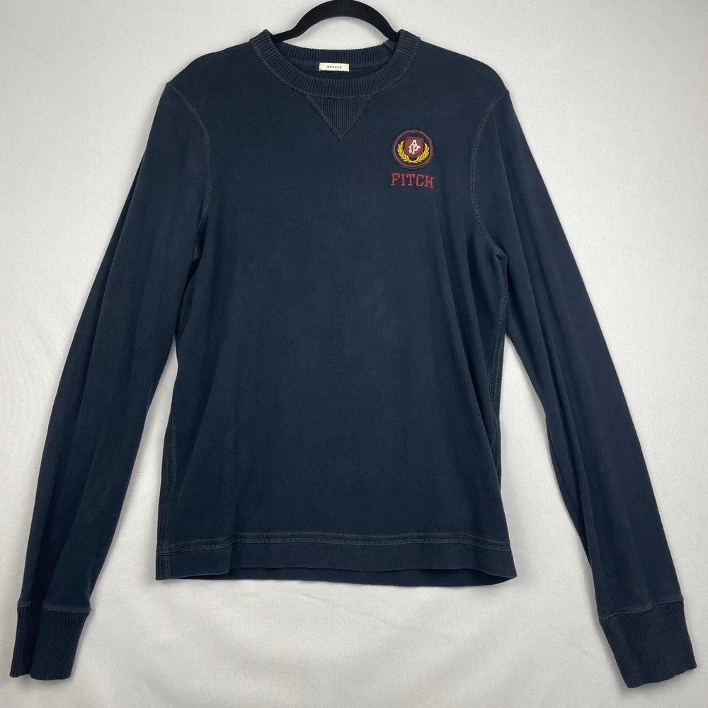 Vintage Y2K Abercrombie & Fitch Muscle Sweatshirt Mens L Navy Crest Logo A&F